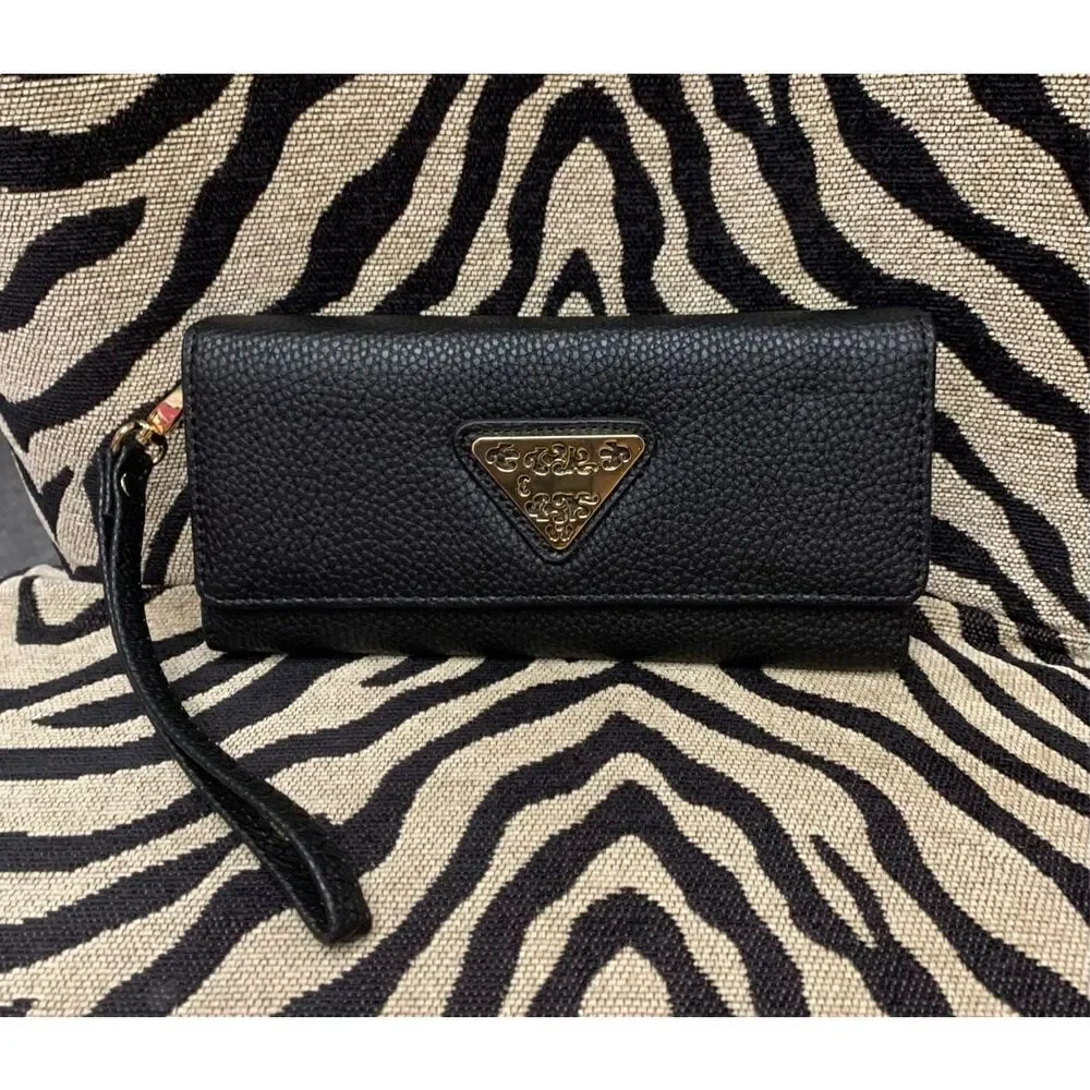 Faux Leather Gold Emblem Wallet